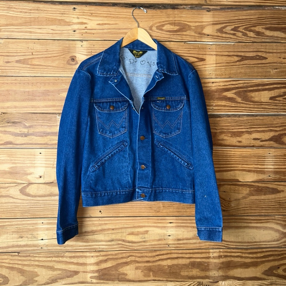 Wrangler Blue Denim Jacket with Yellow Embroidered Logo